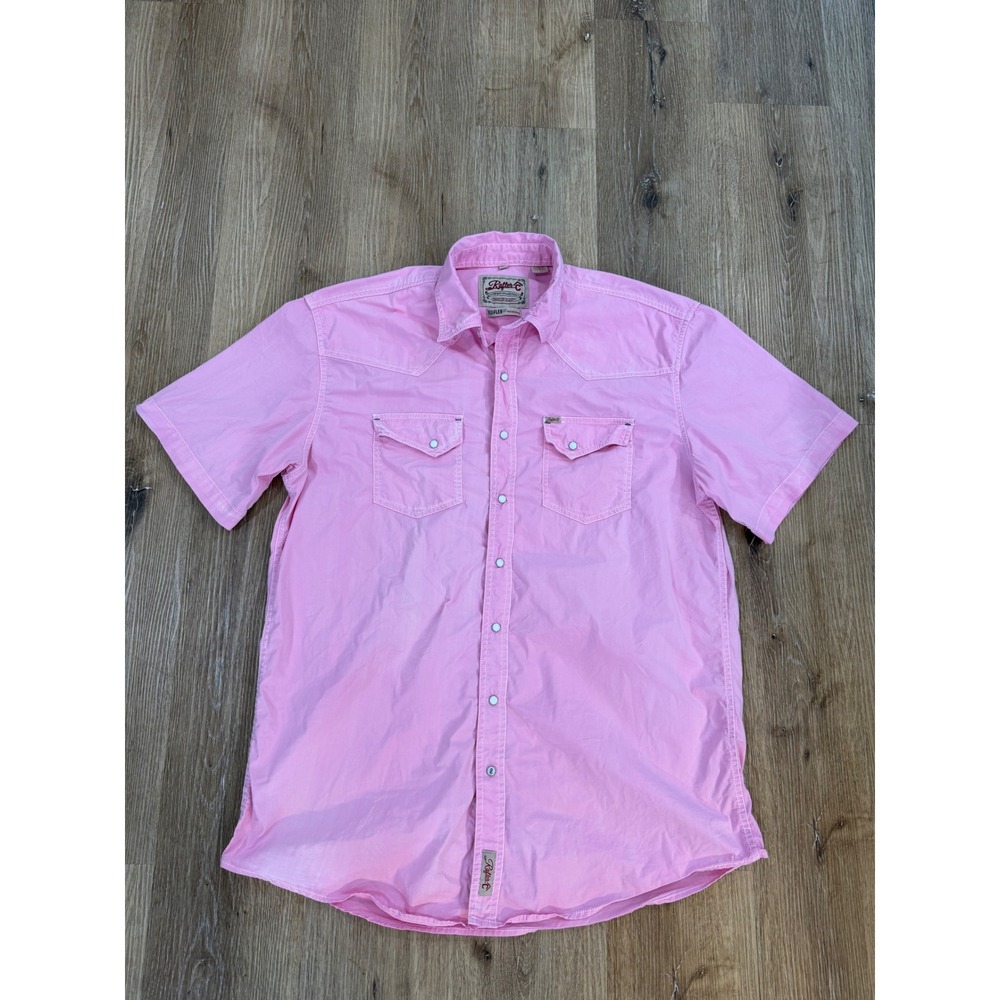 Rafter C Western Shirt Mens XL Pink Short Sleeve Pearl Snap ProFlex Cowboy Rodeo